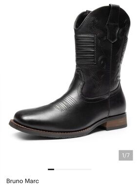 BRUNO MARC - New In Box Men’s Black Boots, Waterproof, Cowboy, Western, Size 11